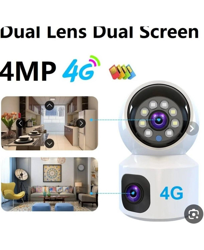 دوربین مراقبت کودک دو لنزه سیم کارتی PTZ 4MPبا نمایش دو تصویر همزمان